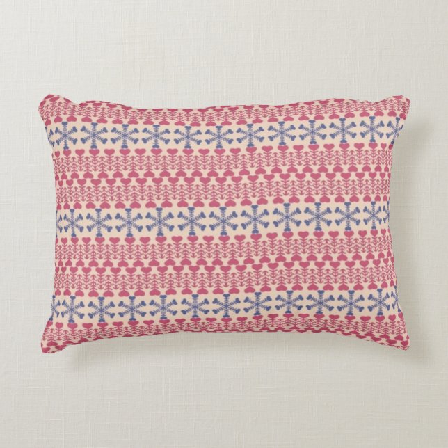 Snowy Hearts Accent Pillow (Front)