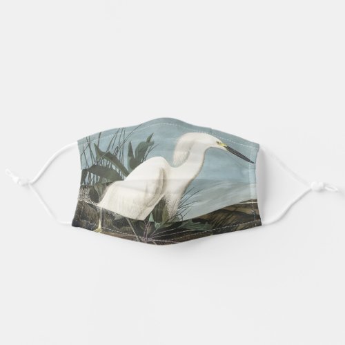 Snowy Heron or White Egret from Birds of America Adult Cloth Face Mask