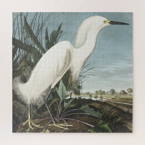 Snowy Heron or White Egret from Birds of America Jigsaw Puzzle