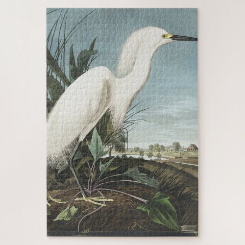 Snowy Heron or White Egret from Birds of America Jigsaw Puzzle