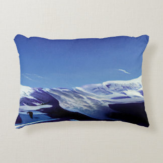 Snowy hills, winter panorama accent pillow