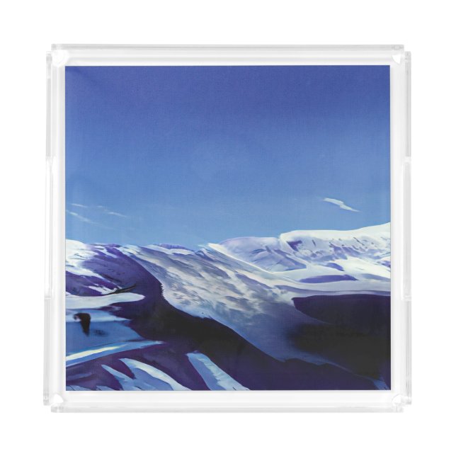 Snowy hills, winter panorama acrylic tray (Front)