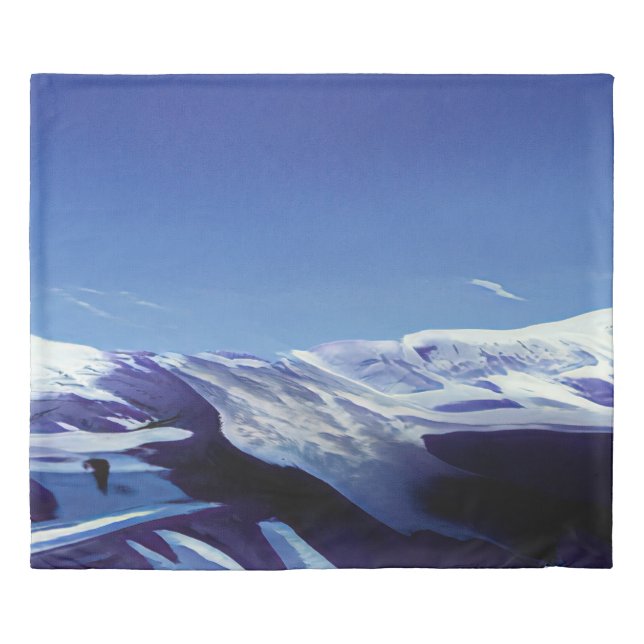 Snowy hills, winter panorama duvet cover (Front)