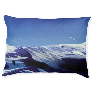 Snowy hills, winter panorama pet bed