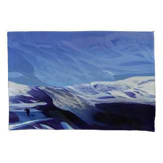 Snowy hills, winter panorama pillow case