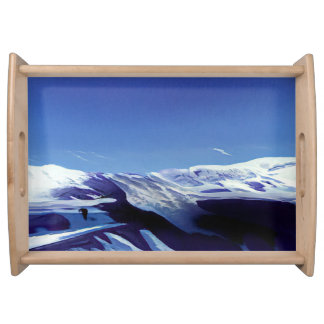 Snowy hills, winter panorama serving tray