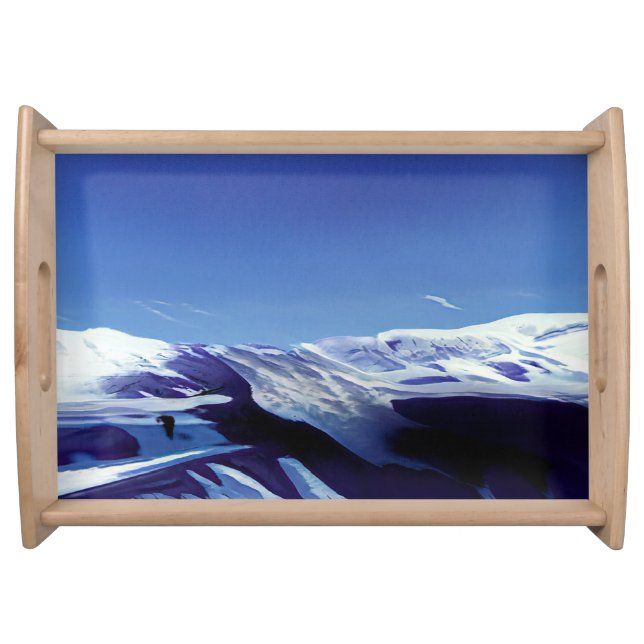 Snowy hills, winter panorama serving tray (Front)
