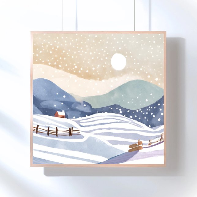 Snowy Hillside | Watercolor Winter Poster (Creator Uploaded)