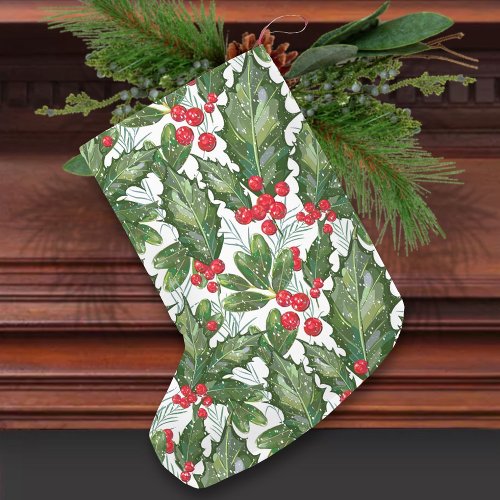 Snowy Holly Small Christmas Stocking