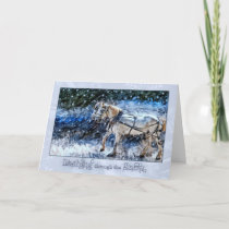 Snowy Horse Drawn Carriage Christmas Holiday Card