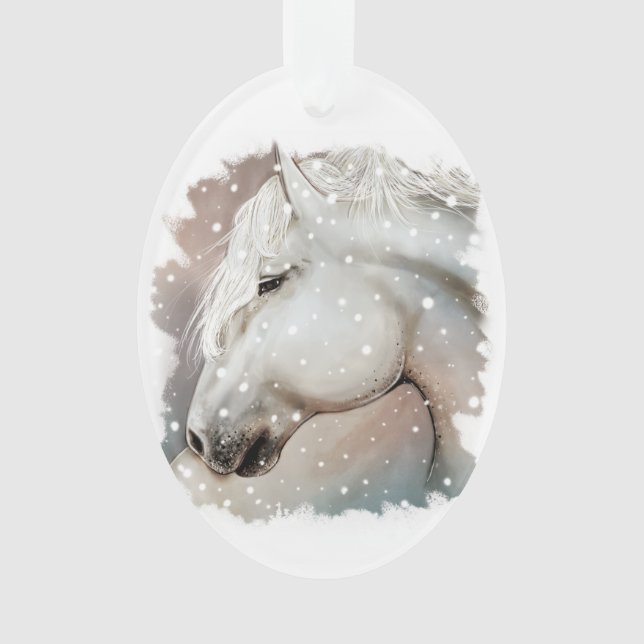 Snowy Horse Ornament (Front)