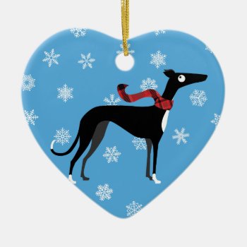 Snowy Hound Ceramic Ornament by ClaudianeLabelle at Zazzle