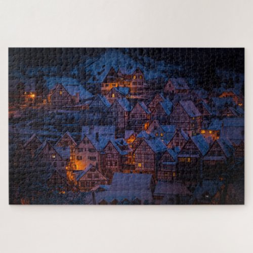 Snowy Houses scenic Jigsaw Puzzle