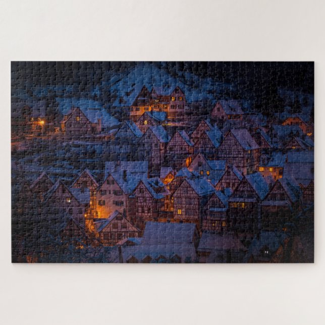 Snowy Houses scenic Jigsaw Puzzle (Horizontal)