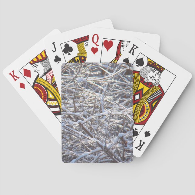 Snowy Ice Branches in Winter Poker Cards (Back)