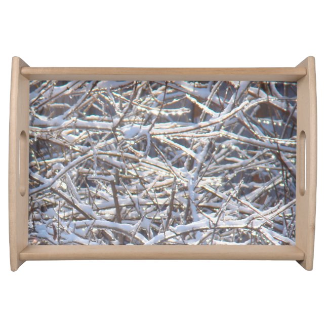 Snowy Ice Branches in Winter Serving Tray (Front)