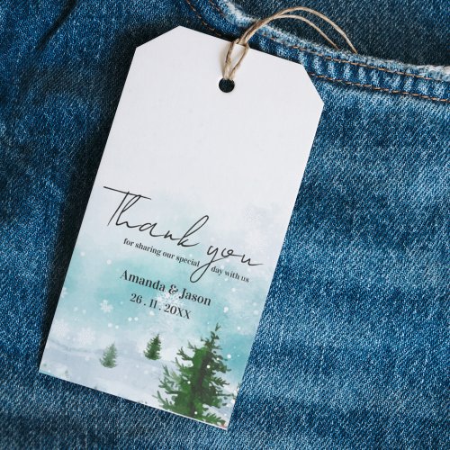 Snowy Icy Frosty Blue hues Winter Morning Wedding  Gift Tags