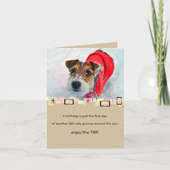 Snowy Jack Russell Terrier Birthday Greeting Card (Front)