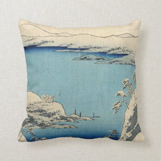Snowy Japanese Illustration Throw Pillow