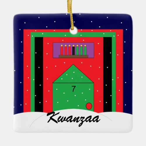 Snowy Kwanzaa  Ceramic Ornament