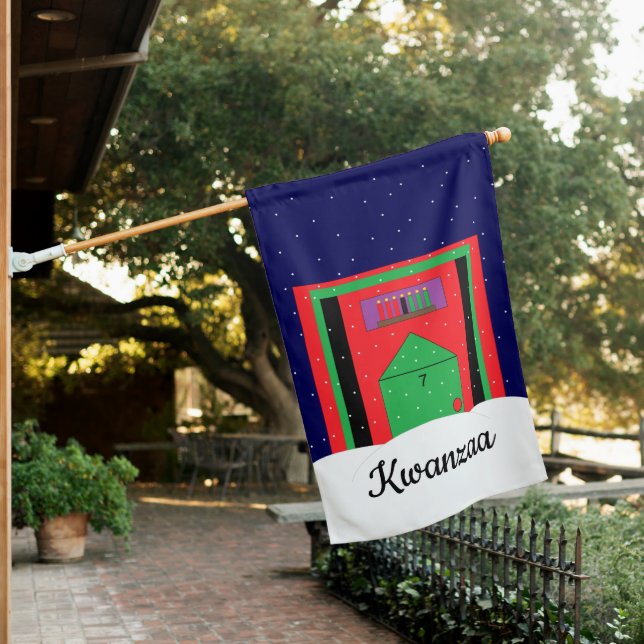 Snowy Kwanzaa:   House Flag (In SItu)
