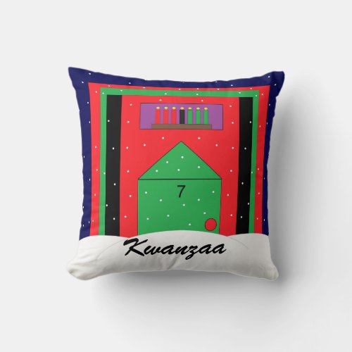 Snowy Kwanzaa Throw Pillow