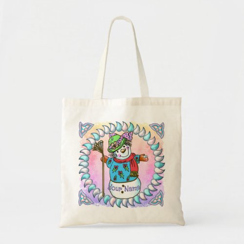 Snowy Lady Snowman custom name Tote Bag