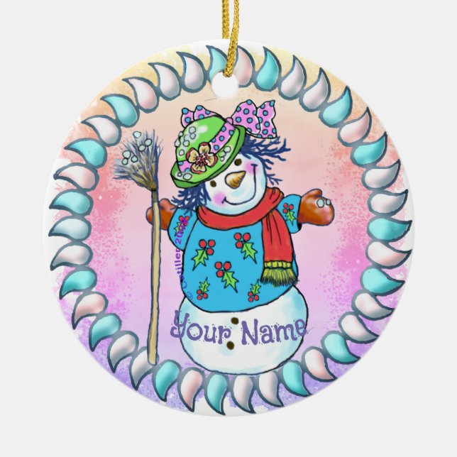 Snowy Lady Snowman ornaments (Front)