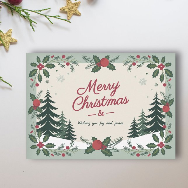 Snowy Landscape & Fir Trees - Merry Christmas Holiday Card (Snowy Landscape & Fir Trees - Merry Christmas Holiday Card)