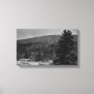 Snowy Landscape in Black and White Canvas Print