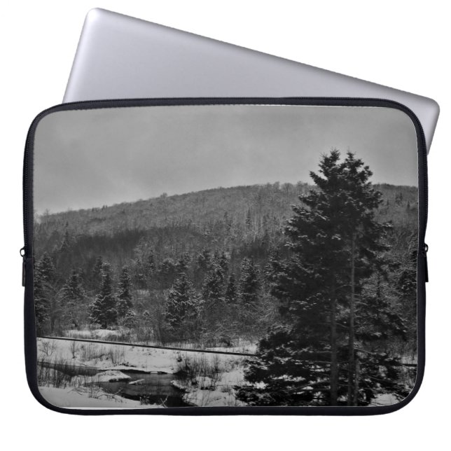 Snowy Landscape in Black and White Laptop Sleeve (Front)