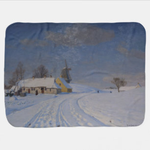 Snowy Landscape in Winter (by H.A. Brendekilde) Baby Blanket