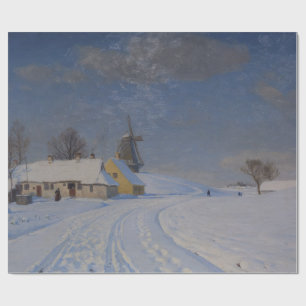 Snowy Landscape in Winter (by H.A. Brendekilde) Wrapping Paper