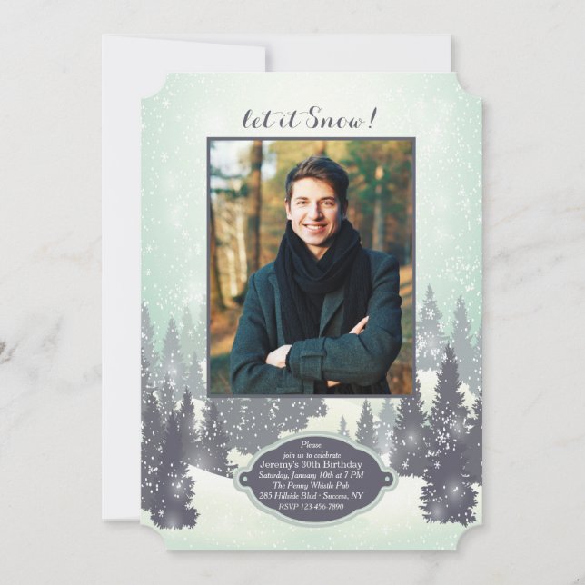 Snowy Landscape Photo Invitation (Front)