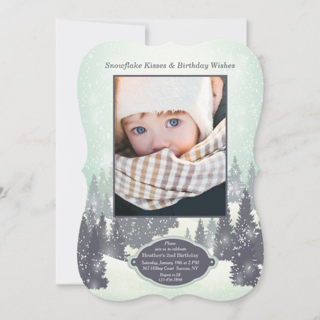 Snowy Landscape Photo Invitation (Front)
