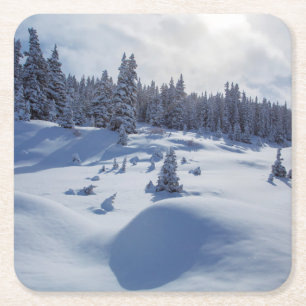 Snowy Landscape Square Paper Coaster