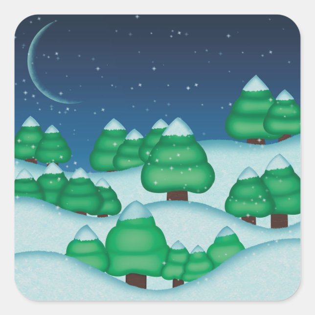 Snowy Landscape Square Sticker (Front)