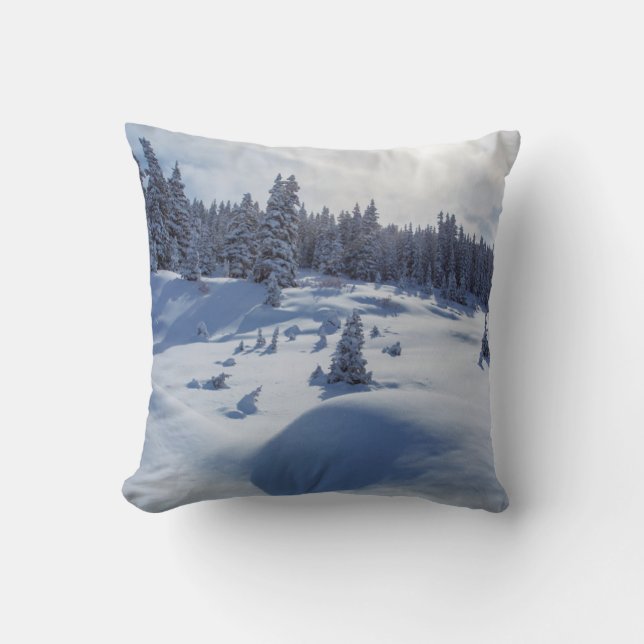 Snowy Landscape Throw Pillow (Front)