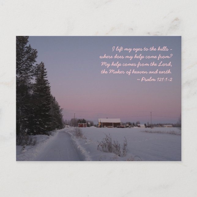 Snowy Landscape with a Bible Verse Postcard (Front)
