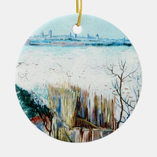 Snowy Landscape with Arles by Vincent van Gogh Ceramic Ornament