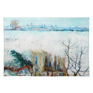 Snowy Landscape with Arles by Vincent van Gogh Cloth Placemat