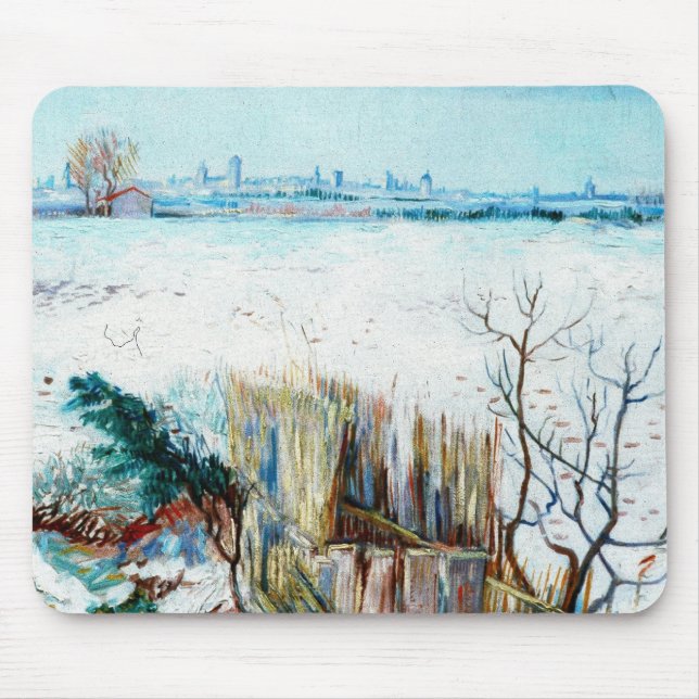 Snowy Landscape with Arles by Vincent van Gogh Mouse Pad (Front)