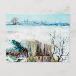 Snowy Landscape with Arles by Vincent van Gogh Postcard<br><div class="desc">Snowy Landscape with Arles in the Background by Vincent van Gogh is a vintage post impressionism landscape nature painting. A field covered in snow during the winter season with the village of Arles, France in the distance. About the artist: Vincent Willem van Gogh (1853 -1890) was one of the most...</div>