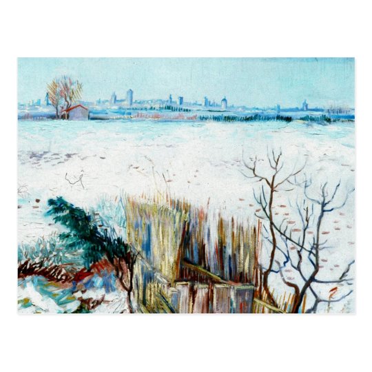 Snowy Landscape with Arles in the Background Postcard