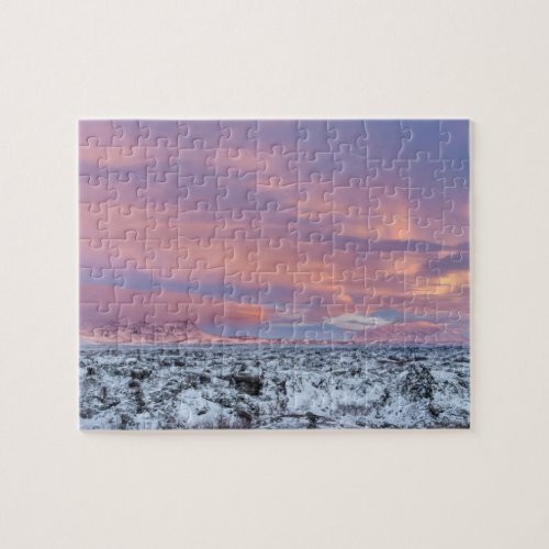 Snowy Lava field landscape Iceland Jigsaw Puzzle