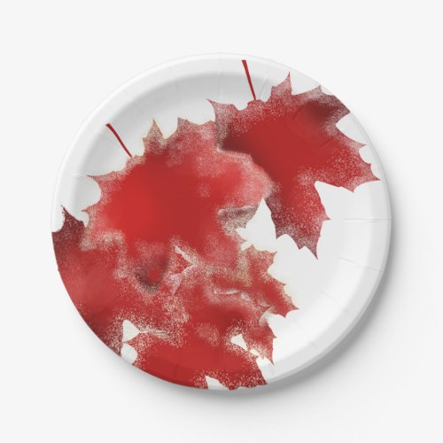 Snowy Leaves Paper Plates