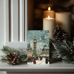 Snowy London Christmas Scene Card