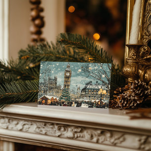 Snowy London Christmas Scene Holiday Postcard
