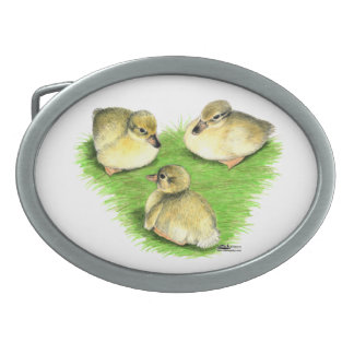 Snowy Mallard Ducklings Belt Buckle
