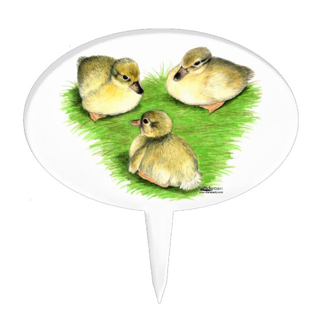 Snowy Mallard Ducklings Cake Topper (Front)